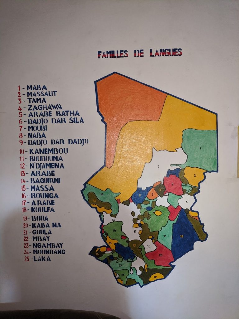 Carte des langues à l'Est du Tchad